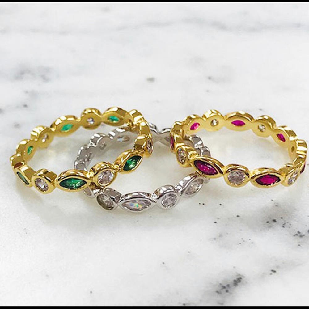 Dainty Cubic Zirconia Marquise & Round Band Ring-your choice-NWT